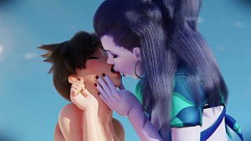 لا يمكن لـ Horny Widowmaker مقاومة Dick على الشاطئ